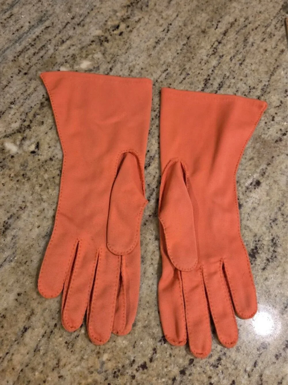 Vintage Womens Size XL XXL Pumpkin Orange Formal Stretch Nylon Gloves